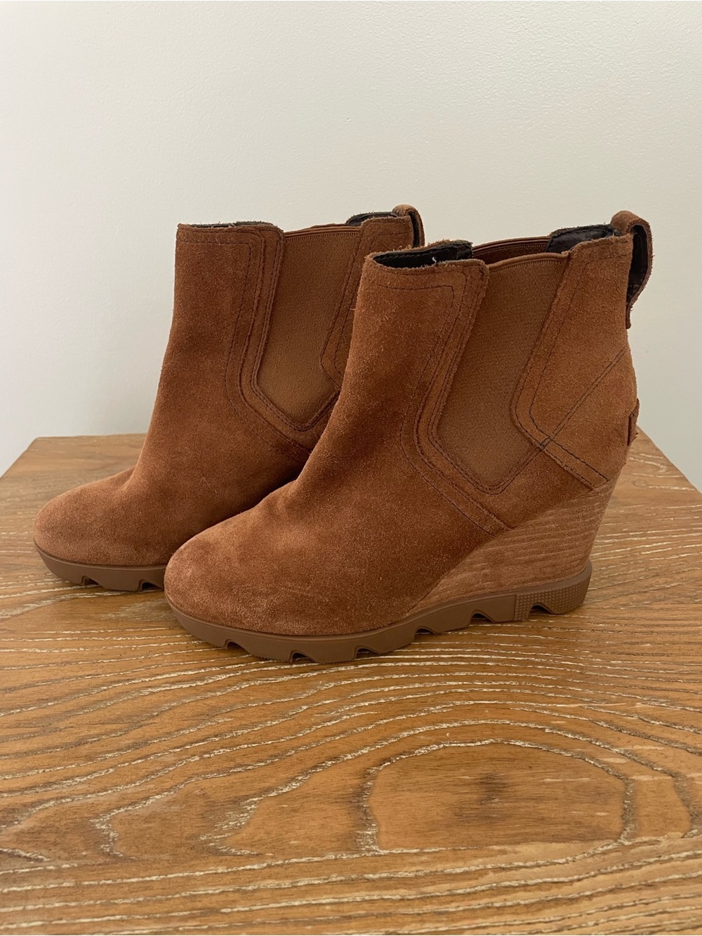 Sorel Brown Joan Uptown Chelsea Wedge Waterproof Boots